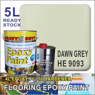 HE 9093 DAWN GREY  ( 5L ) HEAVY DUTY BRAND Two Pack Epoxy Floor Paint - 4 Liter Paint + 1 Liter hardener