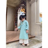 Real PHOTO - GIRLS' LINEN DRESS WITH EMBROIDERED 5 FLOWERS
