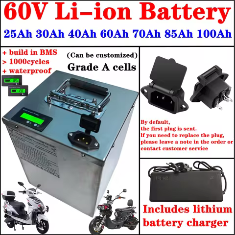 BMS 17S 60V Li-ion battery 25Ah 30Ah 40Ah 50Ah 60Ah 75Ah 85Ah 100Ah for 1000W 2000W 3000W Golf Cart 