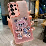 TECNO POVA 7 4G 3D Quicksand Bear Plating Bracket Casing For Tecno Pova 7 Pova7 Pova7Ultra Tecno Pov