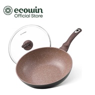 Ecowin 30 CM Covered Wok Stir Deep Frying Pan  with Lid Nonstick Stone Coating Suitable to All Stoves Gas Induction Cooker