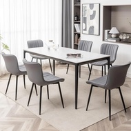 Leather Dining Chairs Set Of 6, Upholstered Dining Room Chairs With Metal Legs, Modern Dining Chair