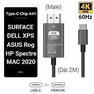 Cáp chuyển đổi Type C to HDMI siêu xịn dài 1.8M - Hỗ trợ 4K 60hz HL125