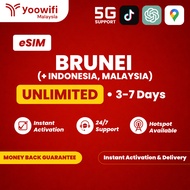 Yoowifi Instant eSIM Brunei (+ Indonesia, Malaysia) | Short Trip 3-7 Days | Daily Data