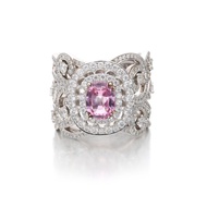 White Gold, 1.70ct Padparadscha Sapphire and Diamond Ring