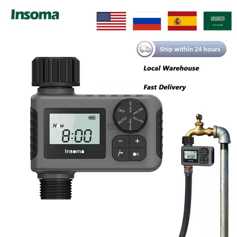 INSOMA Automatic Water Timer Intelligent Irrigation Watering System LCD Display IPX5 Sprinkler Timer