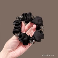 Dây Buộc Tóc Co Giãn Màu Đen Phong Cách Hàn Quốc Cho Bé Gái Đơn Giản Ruột Lớn Tóc Thanh Lịch Bun Mũ