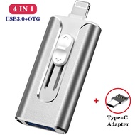 Metal USB Flash Drives for iPhone 12/12mini/11 USB 3.0 64GB 32GB 16GB 8GB OTG iFlash Drive HD for iPad for iPod and Type C Phone