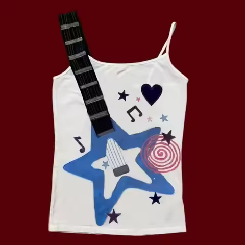 Vintage Fashion Hip Hop Personality Slim Emo Girl Top Y2k Subculture Punk Rock Trend Visual Design M