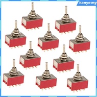 [KY] 125VAC 6A, 250VAC 2A On/On 12 PIN 4PDT Mini Toggle Switch Red 10pcs/Pack