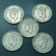 Malaya King george VI 20 Cent 1948 -1950 ( 5 Coins )