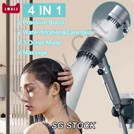 SG stock 3 Modes High Pressure Handheld Shower Bath Heads Massage Shower Head SPA Nozzle Bathroom Accessories