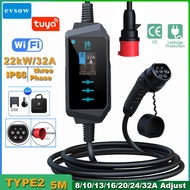 evsow 22KW 32A Electric Car Charger Type2 Portable EV Charger Type2 Electric Vehicle Fast Charging C