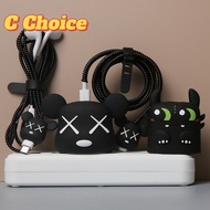 *Ready Stock*7in1 Cartoon Charger Protector for iPhone 20W USA 2-PIN A2244 cable protector Spiral Ea