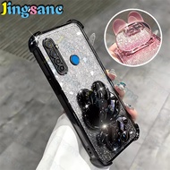 Jingsanc Glitter Protective Casing Compatible ForRealme 5/5i/5s/6iPhone Case Rabbit Mirror Stand Bra
