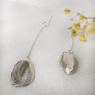 【自然葉脈系列--薄荷】耳環 不對稱 925純銀 薄荷葉 手作