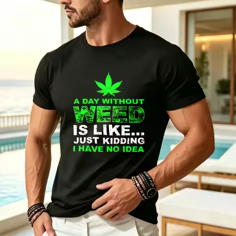 Funny Weed T-Shirt | A Day Without Weed Is Like... Just Kidding I Have No Idea - Leaf Graphic & 420 