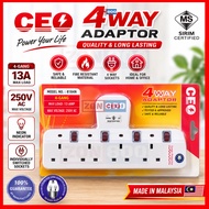T-Adaport 4Socket Extension Neon Indicator Portable Extension Socket Extension Plug 4GANG T ADAPTOR
