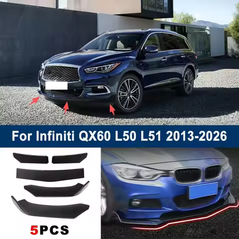 For Infiniti QX60 L50 L51 2013-2026 model, adjustable 5PCS front bumper lip spoiler protection decor