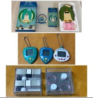 Tuxedo Sam 電子遊戲機、Tamagotchi 電子寵物、Rakuraku dinokun 龍太郎恐龍機、復古益智遊戲玩具