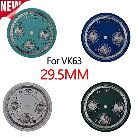 29.5mm VK63 Telemetre Watch Dial Chronograph Arabic Numerals for Daytona Seiko VK63 Quartz Movement 