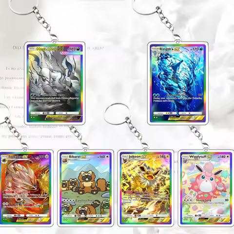 Ptcg Double Sided Keychain Mew EX Pkm Crobat Cards Package Exquisite Pendants Shuekle Acrylic Poliwr