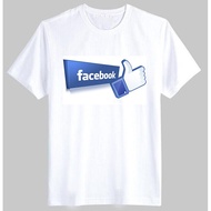 Wit-Fashion Men's and Women's White T-shirt with Facebook Like Logo Printed Short Sleeve Round Neck 