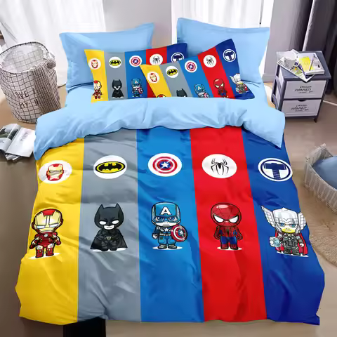 3D Printed A/Avengers Superhero Bedding Set Iron Man Duvet Cover with Pillowcases with Zipper Closur