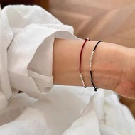金珠銀珠手繩 單層雙層幸運紅繩手鏈 明星情侶 紅色線手繩 redline red rope string bracelet bangle