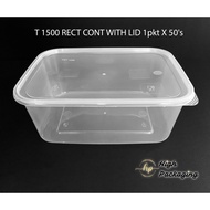 T1500 Rectangular Container with Lid/ Plastic Food Container/ Microwavable Container 50‘s