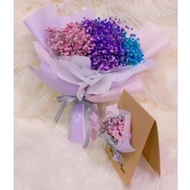 3 Tone Colour Baby Breath Bouquet (Preserve Flower) Ready Stock, Rainbow Colour Real Bouquet