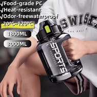 BPA Free Large Capacity Water Bottle 1.8L/3L (1800ml/3000ml) Heat Resistant Leakproof With Scale, St