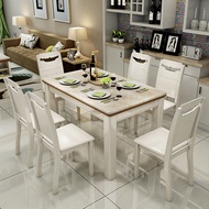 Modern minimalist marble dining table and chair combination set small family solid wood dining table