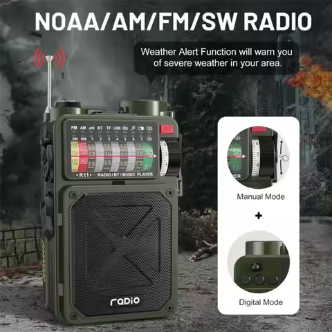 Full Band Radio Outdoor Portable Solar Rechargeable Radio Multifunction Emergency Bluetooth Speaker 