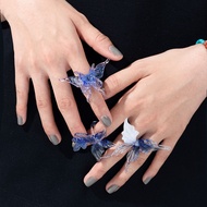 Butterfly Glass Ring Single Product Expo Glass Accessories Gift Smart Niche National Style Trendy El