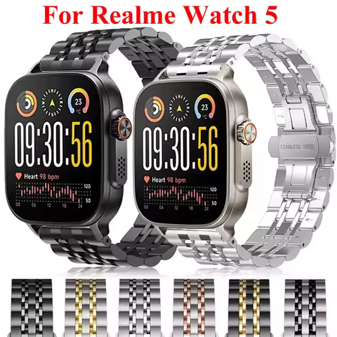 Metal Bracelet Band For Realme Watch 5 Stainless Steel 22mm Watch Strap For Realme Watch S2//Realme 