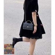 Real Shot A7o Premium Store-Fragrant Series woc Rhinestone Metal Handle Chain Bag Genuine Leather Gi