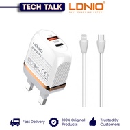LDNIO A2316C 20W Fast Charge Charger QC3.0 + PD USB-C Fast Charge UK Travel Charger