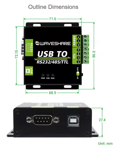 FT232RNL/CH343G USB TO RS232/485/TTL Interface Converter, Industrial Isolation