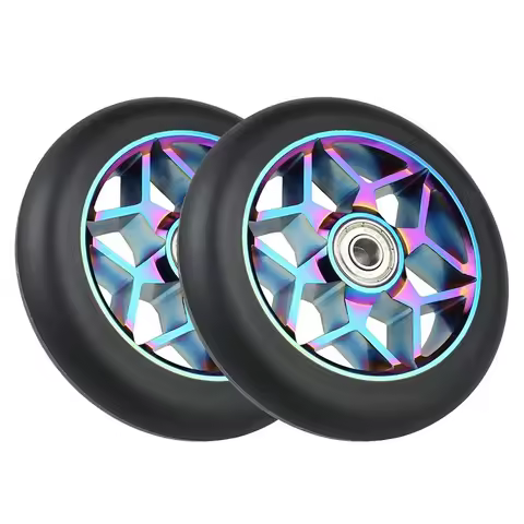 2 Pcs Scooter Accessories 110Mm Scooter Wheels Colorful Pu Wheels Thick Stunt Car Wheels With Bearin