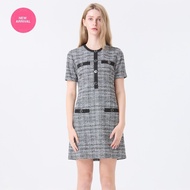 EP ชุดเดรสนิต ทวีต ผู้หญิง สีดำ | Knit Tweed Dress | 04896