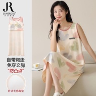 June Rose Sleeveless Nightdress Women's Pure Cotton Sweet Loose Dress Can Wear Outside Thin Style Ho