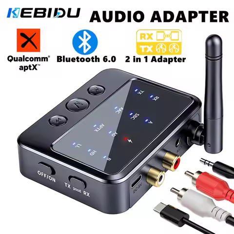 KEBIDU Bluetooth 6.0 Receiver Transmitter AptX-Adaptive 2-in-1 Audio Adapter AD/HD/LL AAC SBC Low La