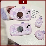 [Ready Stock]Camera Shape IPhone15Pro Max Purple Bear Phone Case IPhone 12 13 14Pro Max Casing  Position Hole Airpods 1/2 Airpods Pro Case IMD Case