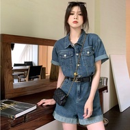 Denim Jumpsuit | Free Belt | Summer New Style Women's Clothing | Street Korean Style | Fashionable Women's Clothing | All-Match | Denim Women's Clothing | High Waist | Jumpsuit | Slimmer Look