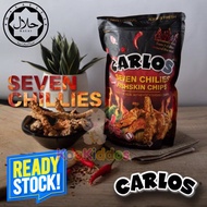 [HALAL] Super Spicy Seven Chilli Fish Skin Chips salted egg CNY Snacks Carlos Ready Stock Snack chip real original 100g