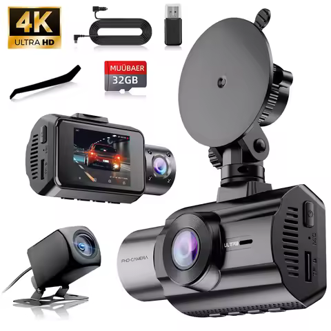 Dash Cam for Cars 3 Channel Car DVR 4K Camera Video Recorder Front and Rear Inside View Camera for V