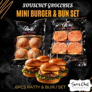 FROZEN MINI BURGER BUN & MINI PATTY SET 6PCS MINI PATTY 80GM & 6PCS MINI BURGER BUN
