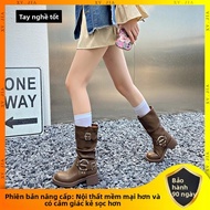 XUJIA | Giày Bốt Moto Martin Phong Cách Cowboy Tây Phương Punk