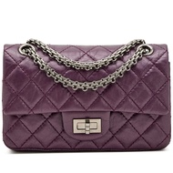 Chanel Metallic Purple Quilted Aged Calfskin 2.55 Reissue Mini 224 Double Flap Bag Silver Hardware, 2012